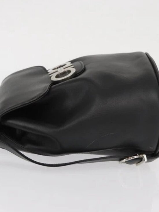 Salvatore Ferragamo Gancini Backpack Leather Black Silver Auth BA9687 main image 15